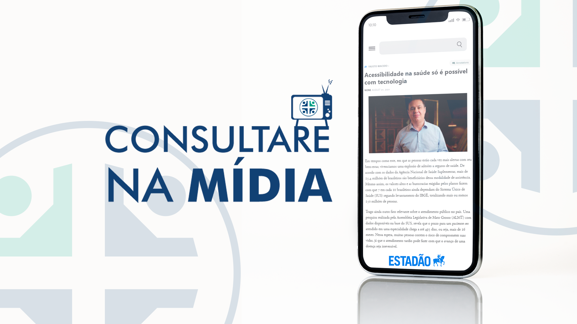 celular com matéria destacando a Consultare na Mídia